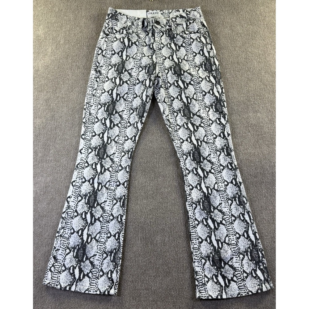 FRAME Le Crop Mini Boot Mid Rise Snakeskin Print Jeans Size 25 NWT